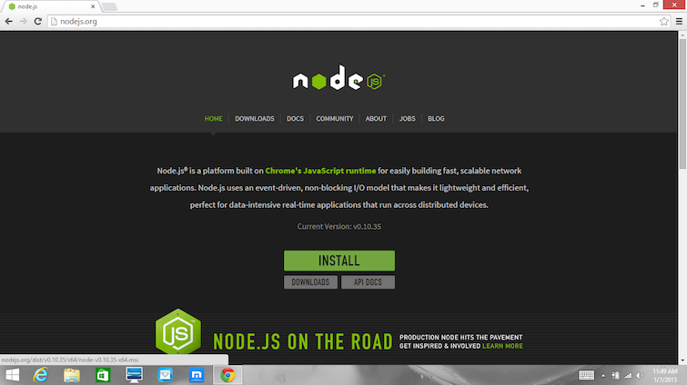 windows update node js