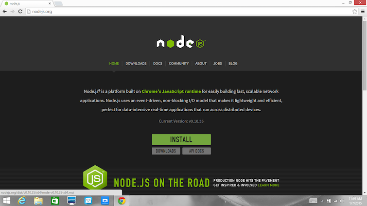 installing node on windows