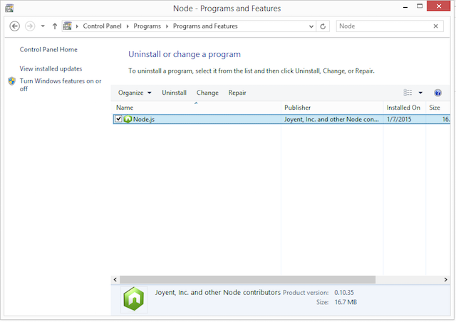 how to install node js windows not default